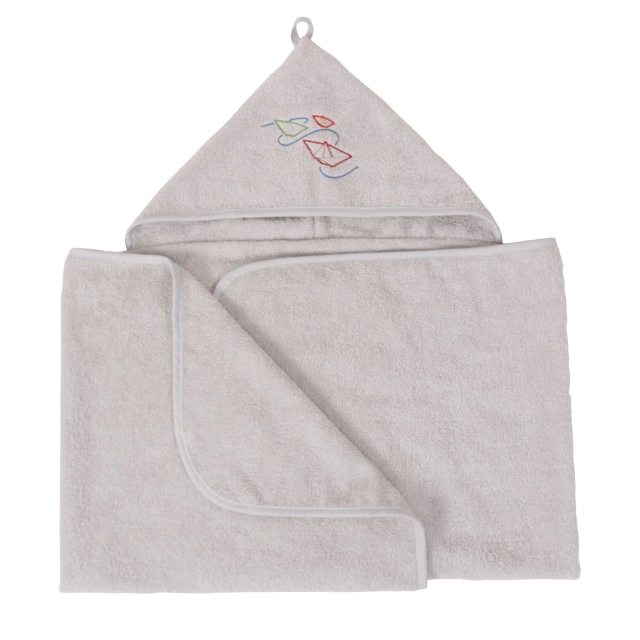 Szare okrycie kąpielowe 70x140 ręcznik z kapturkiem MAXI JUNIOR | BabyMatex