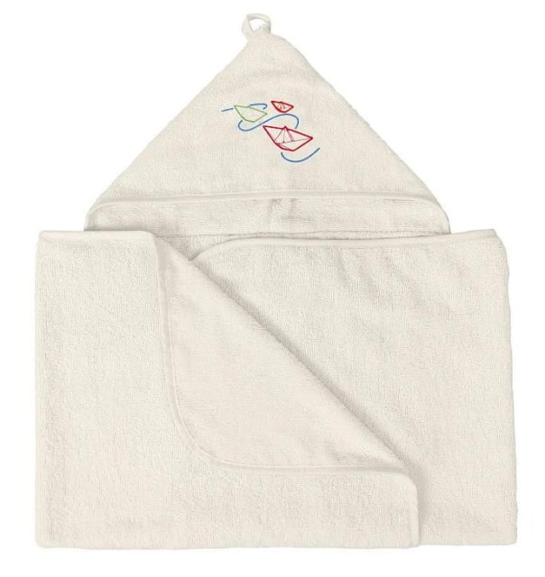 Okrycie kąpielowe ecru 70x140 ręcznik z kapturkiem MAXI JUNIOR | BabyMatex