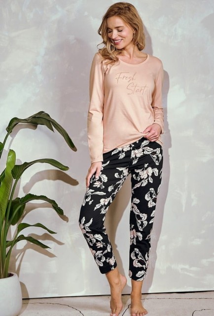 Bawełniana piżama damska Kattie z długim rękawem | Taro 3234