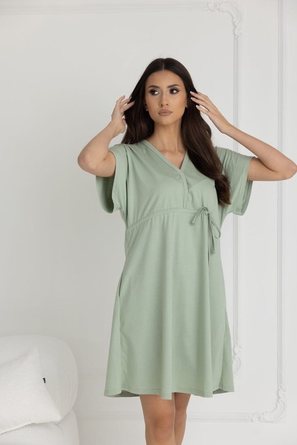 Koszula nocna ciążowa i do karmienia Rebeca / Szałwia - Dolce Sonno