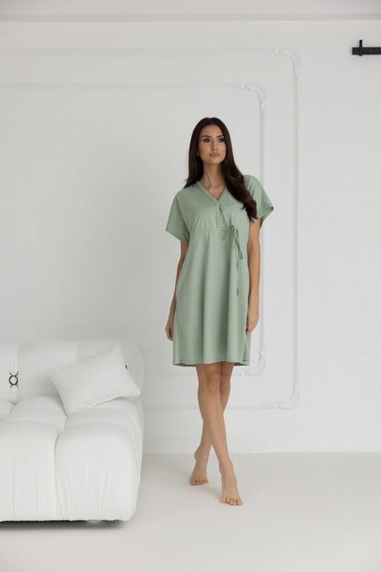 Koszula nocna ciążowa i do karmienia Rebeca / Szałwia - Dolce Sonno