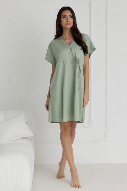 Koszula nocna ciążowa i do karmienia Rebeca / Szałwia - Dolce Sonno