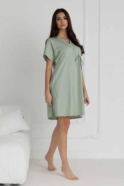 Koszula nocna ciążowa i do karmienia Rebeca / Szałwia - Dolce Sonno