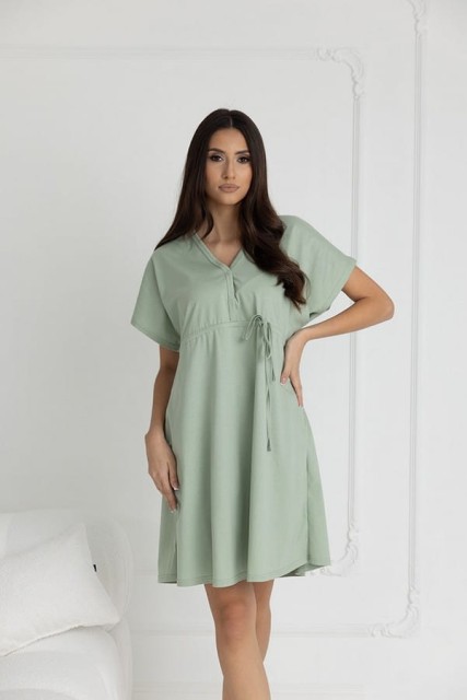 Koszula nocna ciążowa i do karmienia Rebeca / Szałwia - Dolce Sonno