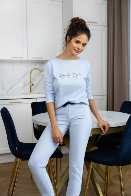 Piżama damska z bawełny Beauty Sleep błękitna | Sensis