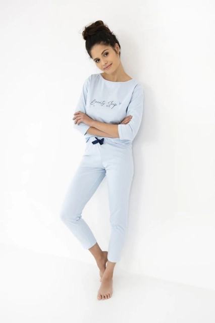 Piżama damska z bawełny Beauty Sleep błękitna | Sensis