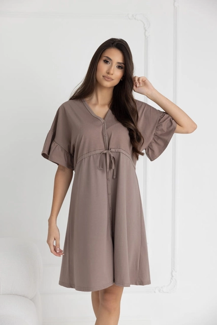Koszula nocna ciążowa i do karmienia Celine/ Taupe - Dolce Sonno