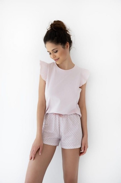 Bawełniana piżama nocna na lato Marcja w kwiatki | Sensis