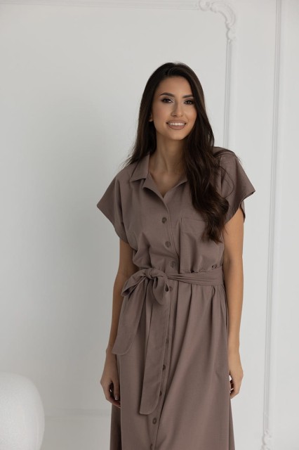 Długa koszula nocna na guziki Ingrid Taupe Dolce Sonno 5.jpg