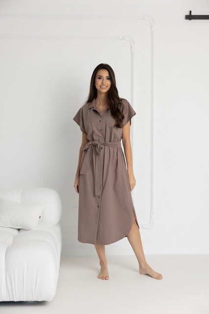 Długa koszula nocna na guziki Ingrid Taupe Dolce Sonno 6.jpg