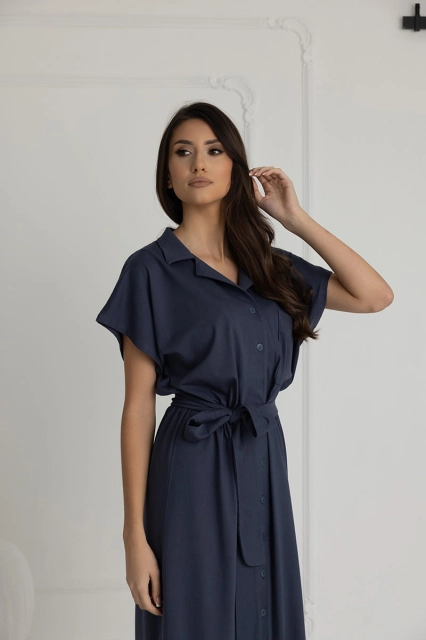 Długa koszula nocna na guziki Ingrid Deep Blue Dolce Sonno 5