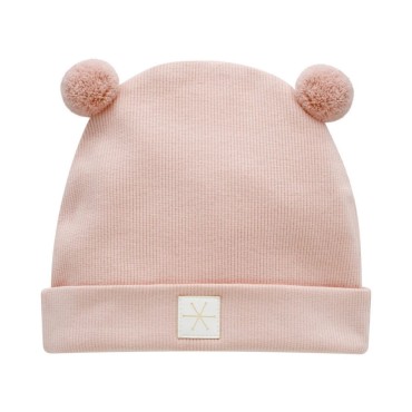 Czapka przejściowa dla niemowląt i dzieci łososiowa z pomponami - Pinokio