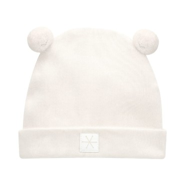 Czapka przejściowa dla niemowląt i dzieci ecru z pomponami - Pinokio