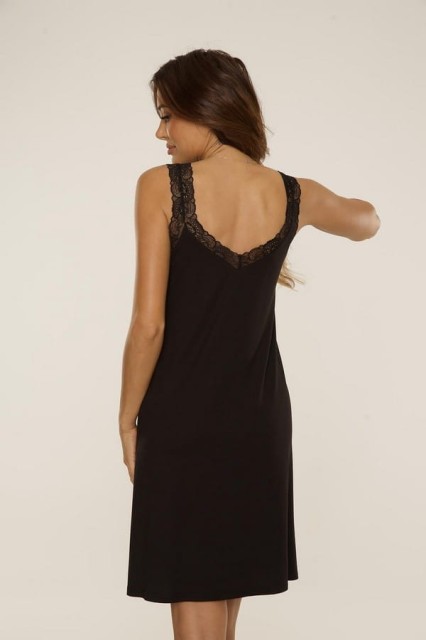 Dzianinowa koszula damska na ramiączkach Hazel - czarna | De Lafense 771