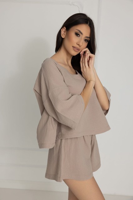 Piżama muślinowa damska Alice / Mocca - Dolce Sonno