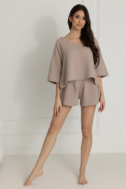 Piżama muślinowa damska Alice / Mocca - Dolce Sonno