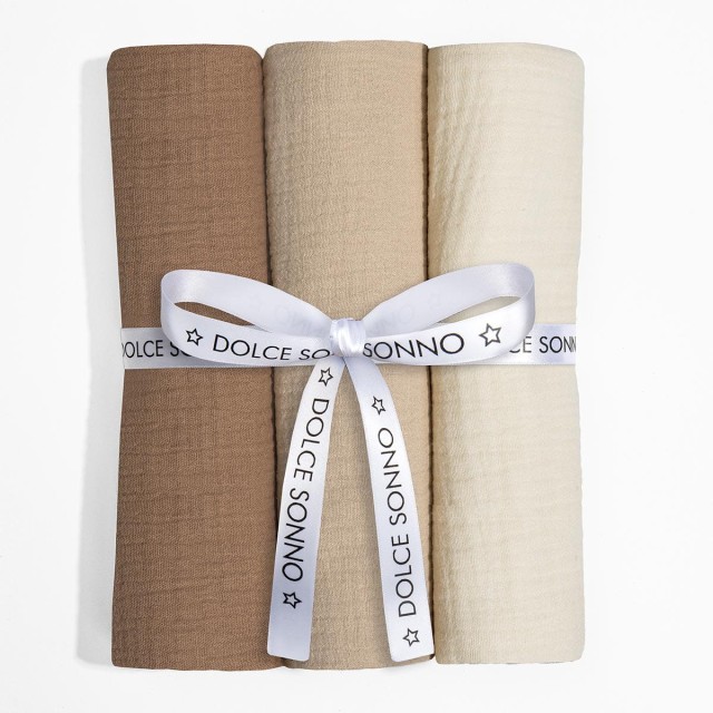 Zestaw 3 Pieluszek Muślinowych 60 x 70 cm 100% Bawełna Oeko-Tex  Zestaw 2 - Dolce Sonno