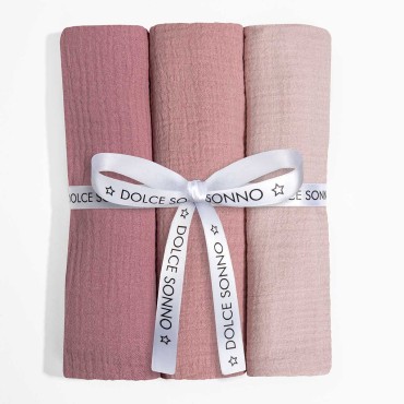 Zestaw 3szt Pieluszek Muślinowych 60 x 70 cm 100% Bawełna Oeko-Tex | Zestaw 6 - Dolce Sonno