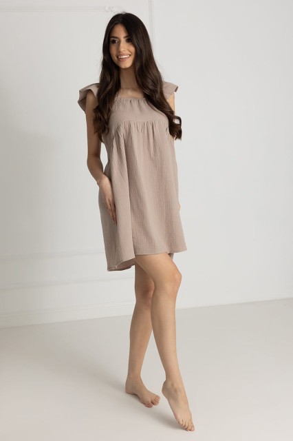 Koszula muślinowa ciążowa i do karmienia Flavia / Mocca - Dolce Sonno