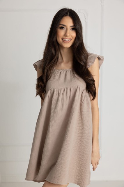 Koszula muślinowa ciążowa i do karmienia Flavia / Mocca - Dolce Sonno