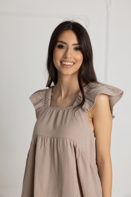 Koszula muślinowa ciążowa i do karmienia Flavia / Mocca - Dolce Sonno