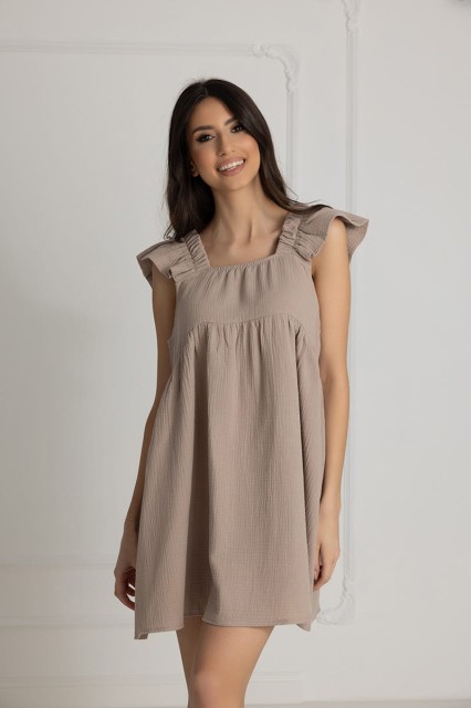 Koszula muślinowa ciążowa i do karmienia Flavia / Mocca - Dolce Sonno