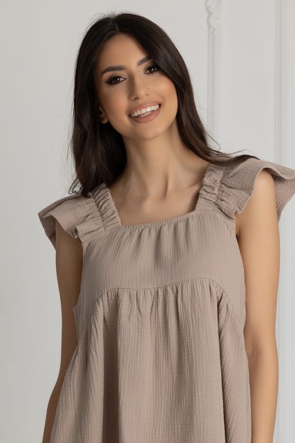 Koszula muślinowa ciążowa i do karmienia Flavia / Mocca - Dolce Sonno