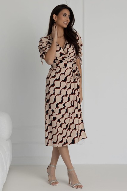 WUALAA Women - Sukienka midi KELLY Classic Collage Beige