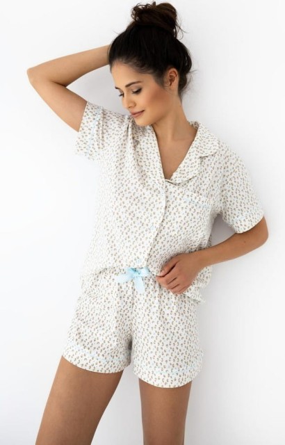 Amalia - rozpina piżama damska w panterkę | Sensis