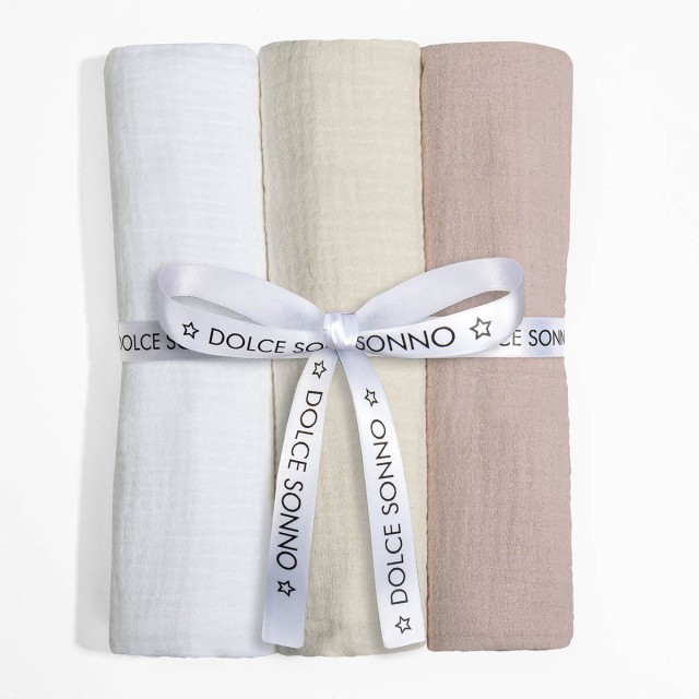 Zestaw 3 Pieluszek Muślinowych 60 x 70 cm 100% Bawełna Oeko-Tex  Zestaw 5 - Dolce Sonno