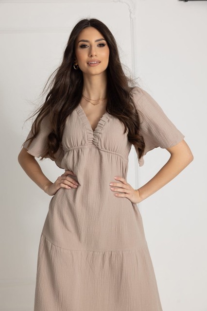 WUALAA Women - Długa sukienka muślinowa ESTER / Mocca