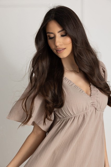 WUALAA Women - Długa sukienka muślinowa ESTER / Mocca