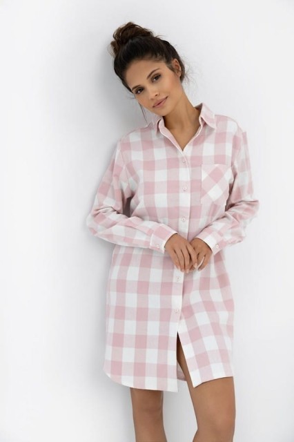 Flanelowa koszula nocna z kołnierzykiem Marley | Sensis