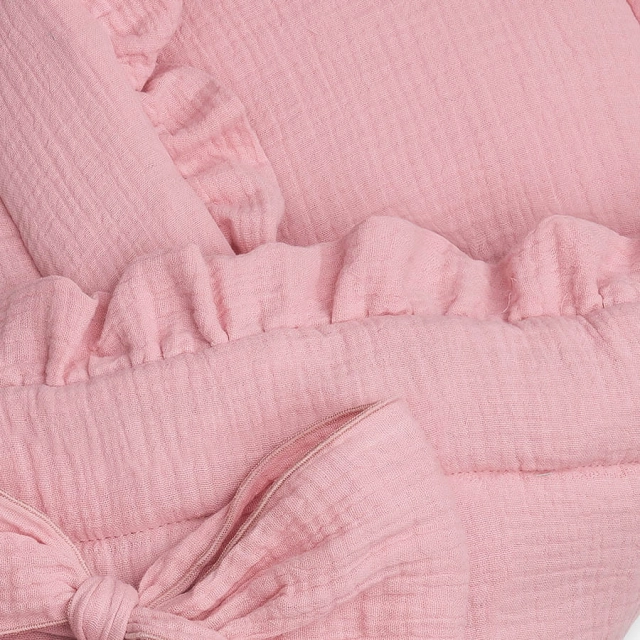 Rożek niemowlęcy muślinowy z falbanką Double Gauze - Brudny Róż | Dolce Sonno
