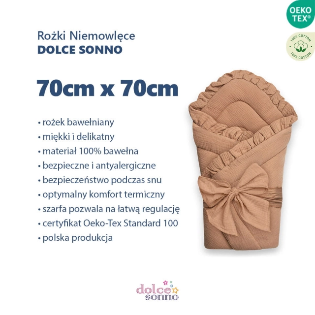Dziecięcy Rożek niemowlęcy muślinowy z falbanką Double Gauze - Toffi | Dolce Sonno