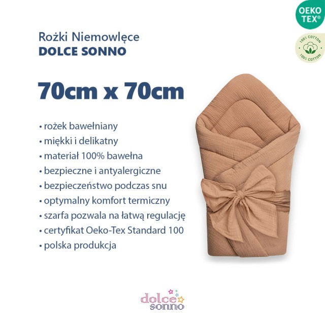 dolce-sonno-toffi-2-rozki-niemowlece.jpgRożek niemowlęcy muślinowy Double Gauze - Toffi | Dolce Sonno