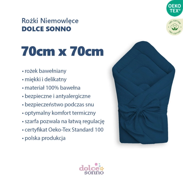 Rożek niemowlęcy muślinowy Double Gauze - Granat | Dolce Sonno