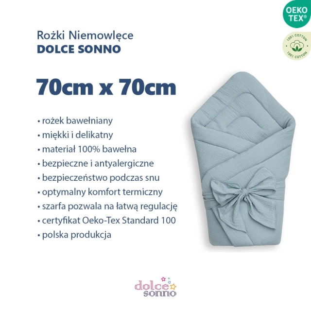Rożek niemowlęcy muślinowy Double Gauze - Khaki | Dolce Sonno