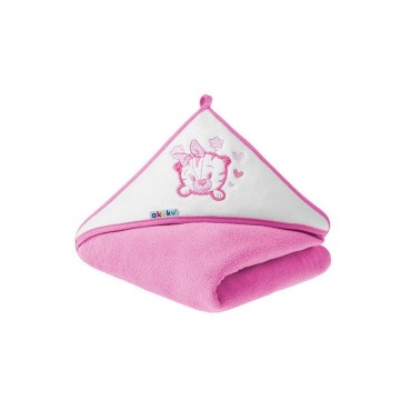 Okrycie kąpielowe ręcznik z kapturkiem frotte 100x100 cm Różowy Kotek Akuku