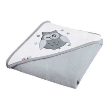 Okrycie kąpielowe ręcznik z kapturkiem frotte 80x80 cm Szare Akuku  