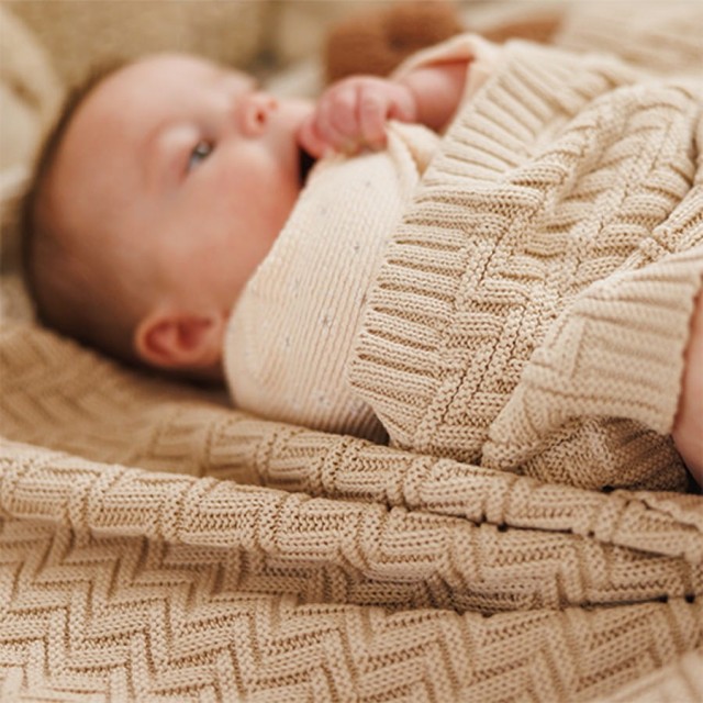 Kocyk niemowlęcy z włókna bawełnianego - beżowy | Babyono 1647/03