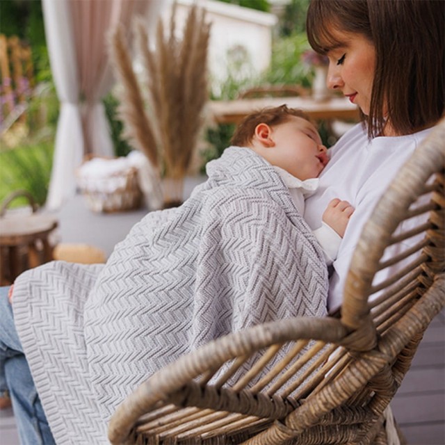 Kocyk niemowlęcy 100% Bawełna organiczna - szary | Babyono 1647/02