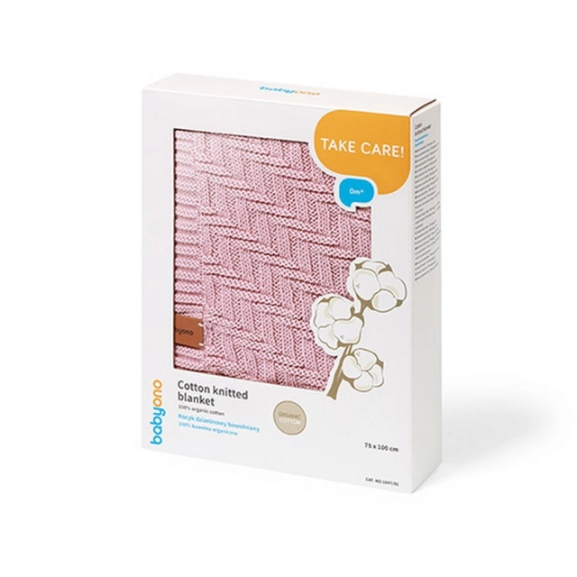 Kocyk niemowlęcy 100% Bawełna organiczna - różowy | Babyono 1647/01