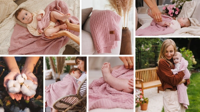 Kocyk niemowlęcy 100% Bawełna organiczna - różowy | Babyono 1647/01