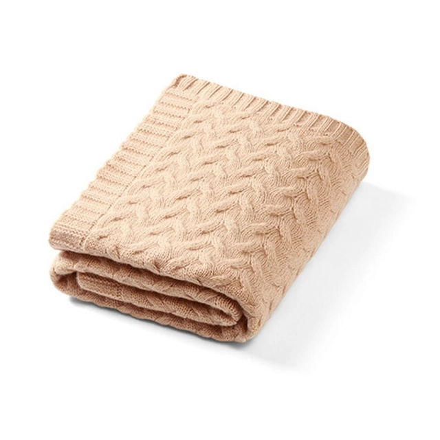 Kocyk z wełny Merino 75x100cm Ciemny Beż | Babyono
