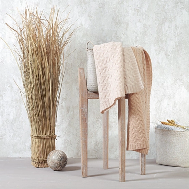 Kocyk z wełny Merino 75x100cm Jasny Beż | Babyono