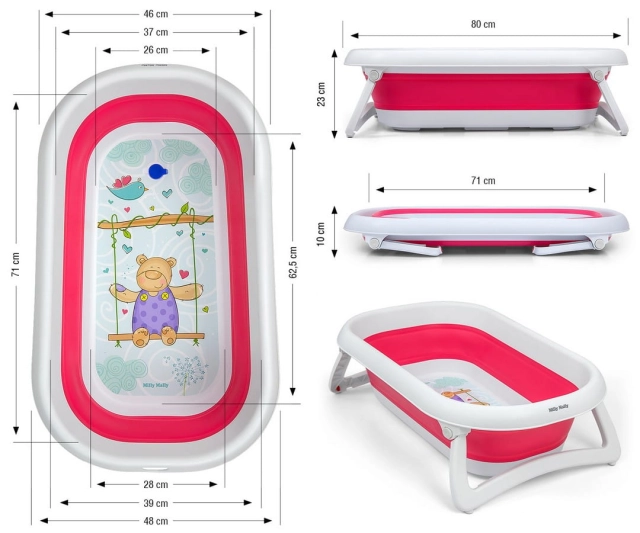 Wanienka składana dla niemowląt Aqua Pink Milly Mally