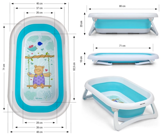 Wanienka składana dla niemowląt Aqua Blue Milly Mally