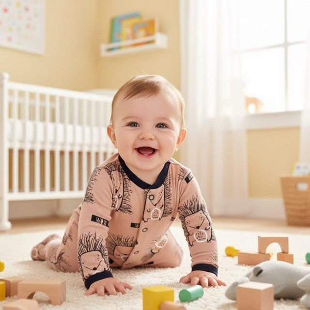 Pajac niemowlęcy Brązowe Jeże - Dolce Sonno