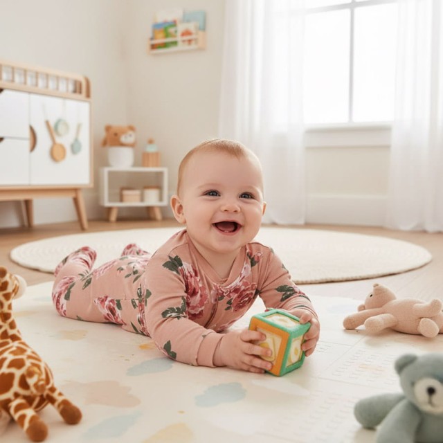 Pajac niemowlęcy z falbanką Róże Fluid - Dolce Sonno